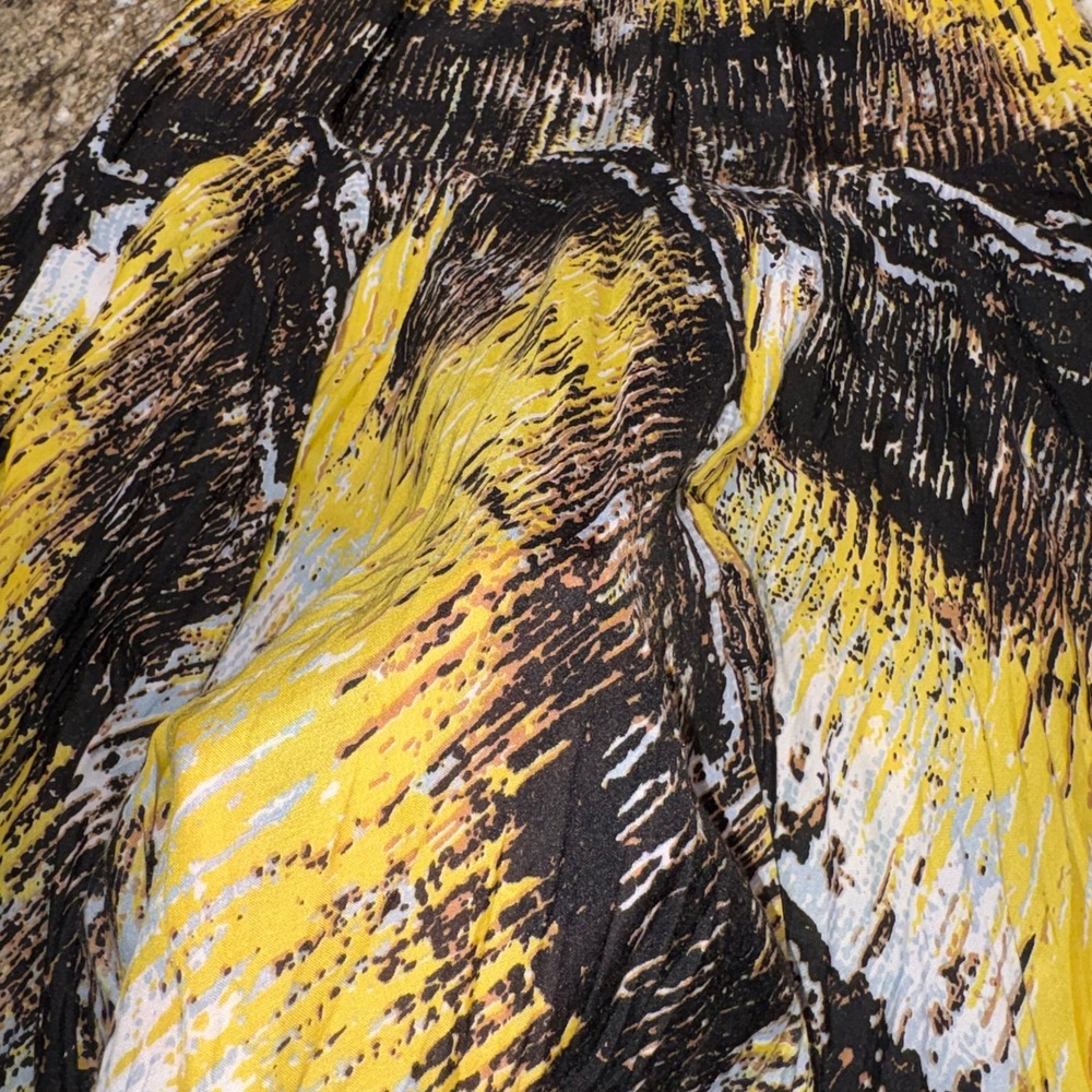 Abstract Print Tiered Boho Skirt Womens Medium Yellow Mix Nouveau‎ New York - Picture 9 of 9